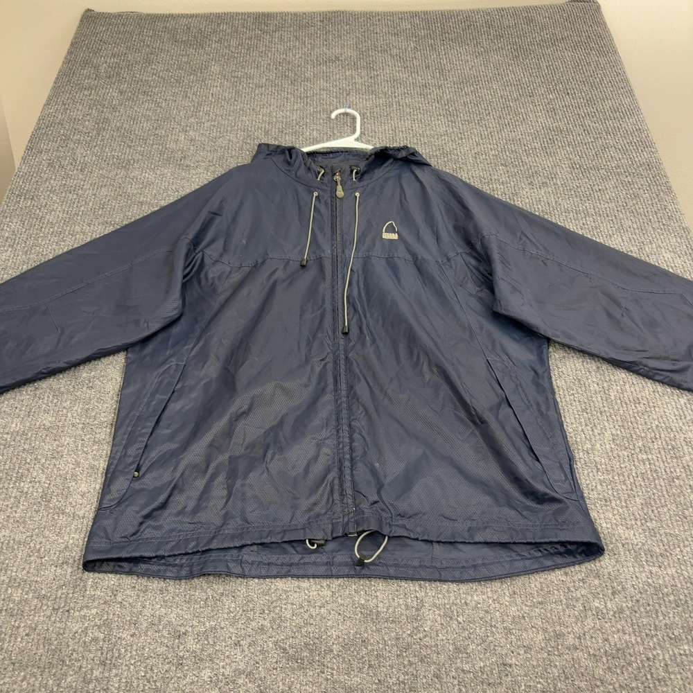 Sierra Designs Jacket Men XL Blue Polyester Full Zip Hooded Windbreaker Gorpcore